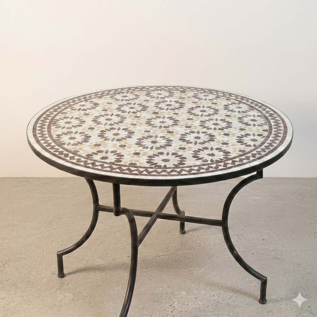Round table in zellige mosaic