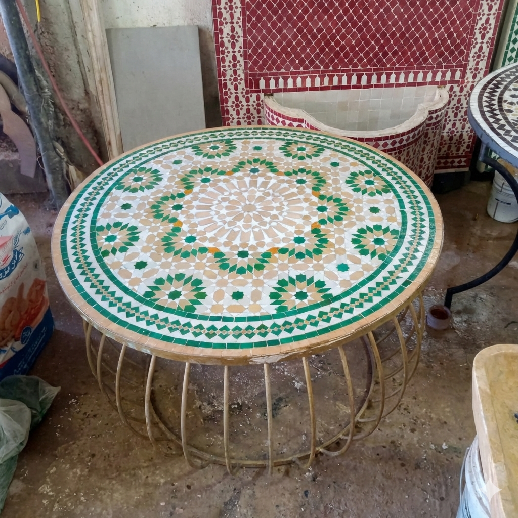 Table ronde en mosaïque zellige — modèle 3