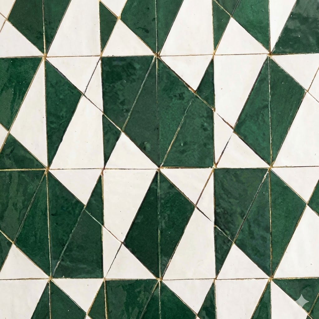 Zellige beldi, TRC3 Green colourway, Exclusive Design