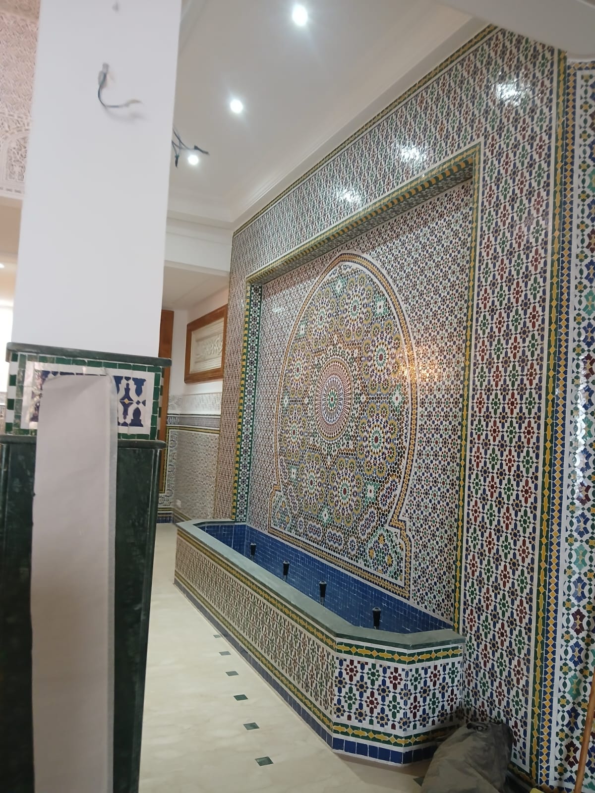 Zellige beldi mosaic in terracotta tones